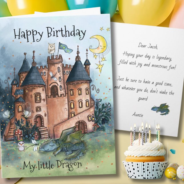 Tarjeta Festiva My Little Dragon Birthday Card | Whimsical Castle  (My Little Dragon Birthday Card  Whimsical Castle )