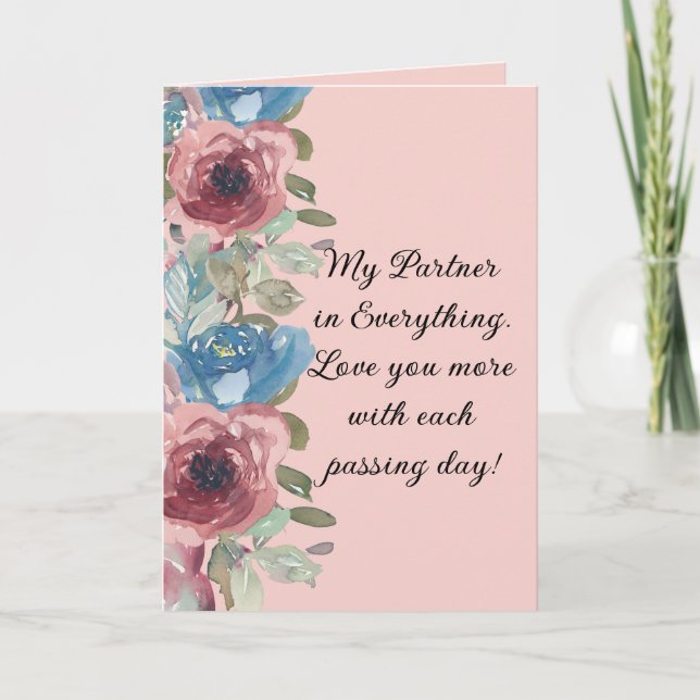 Tarjeta Festiva My Partner in Everything Anniversary Card (Anverso)