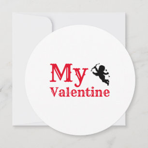Tarjeta Festiva My Valentine Forever Typography Red White Flat