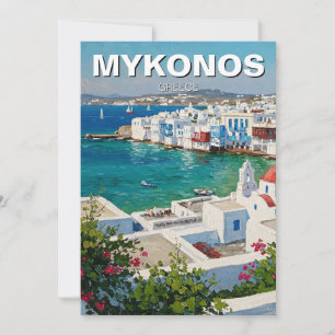 Tarjeta Festiva Mykonos Grecia Islas griegas Pequeña Venecia