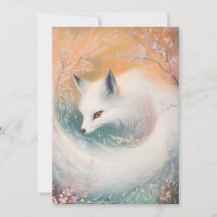 Tarjeta Festiva Mystic Bloom Spring Fox Watercolor
