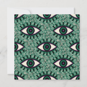 Tarjeta Festiva "Mystic Emerald Eyes" - Psychedelic Swirl Seamless