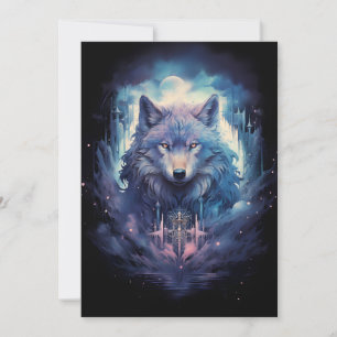 Tarjeta Festiva Mystic Moon Wolf Guardian