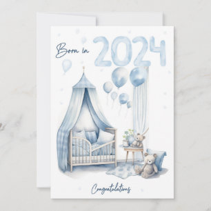 Tarjeta Festiva Nacido en 2024 - Recién nacido de felicitaciones