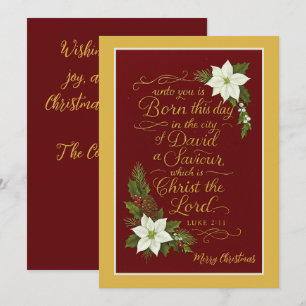Tarjeta Festiva Nacido este día - Bendición de Navidades Luke 2:11