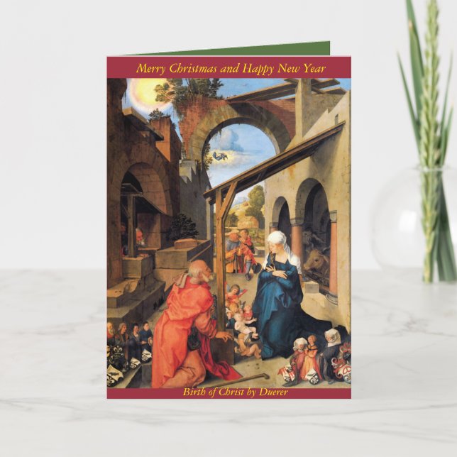 Tarjeta Festiva Nacimiento de Cristo por Duerer (Anverso)