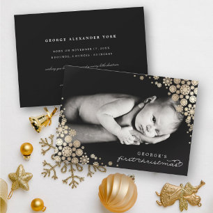 Tarjeta Festiva Nacimiento de la foto de los copos de nieve del pr