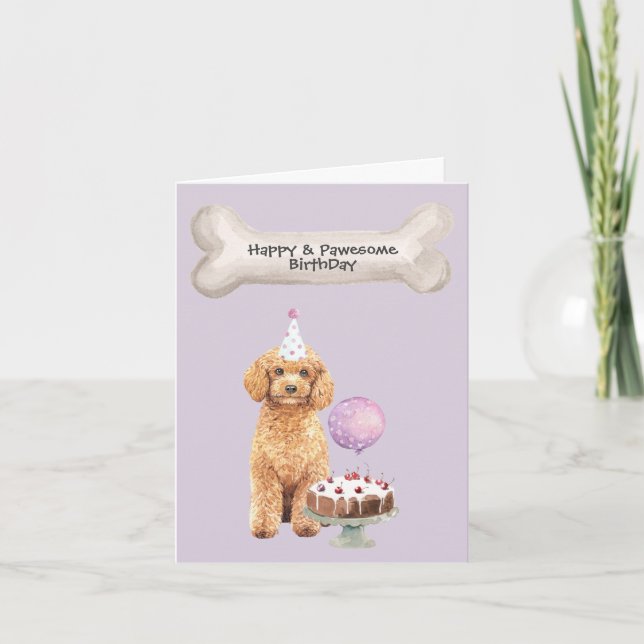 Tarjeta Festiva Nacimiento de perro de Poodle Cavapoo (Anverso)