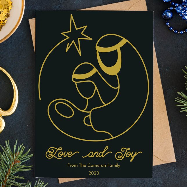 Tarjeta Festiva Nacimiento Elegante Religioso Navideño Plano (Subido por el creador)