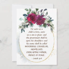 Tarjeta Festiva Nació un niño Isaías 9:6 Navidades