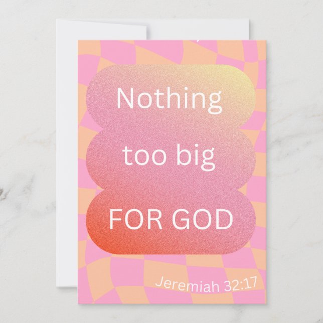 Tarjeta Festiva Nada Demasiado Grande Para Dios Postcard/ Card/ Fa (Anverso)
