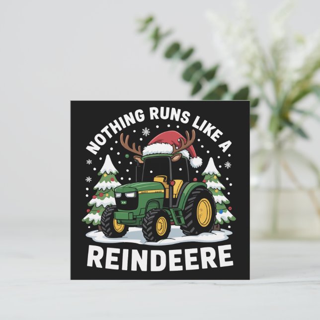 Tarjeta Festiva Nada Funciona Como Un Tractor De Navidades De Reno (Anverso de pie)