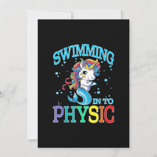 Tarjeta Festiva Nadando En La Camiseta De La Sirena De Unicornio F