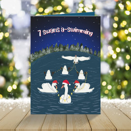 Tarjeta Festiva Nado divertido 12 días de Navidades Swans
