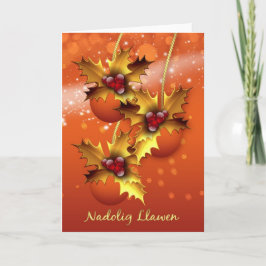 Tarjeta Festiva Nadolig Llawen, Galés para las felices Navidad,