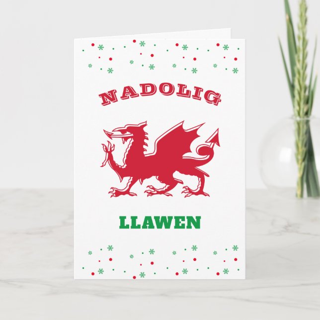 Tarjeta Festiva Nadolig Llawen Merry Christmas Red Welagon (Anverso)