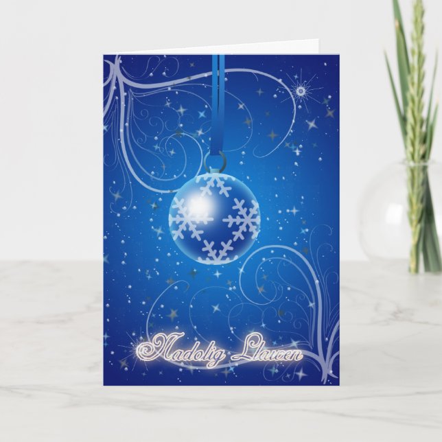 Tarjeta Festiva ¡Nadolig Llawen un Blwyddyn Newydd Dda! - Feliz (Anverso)