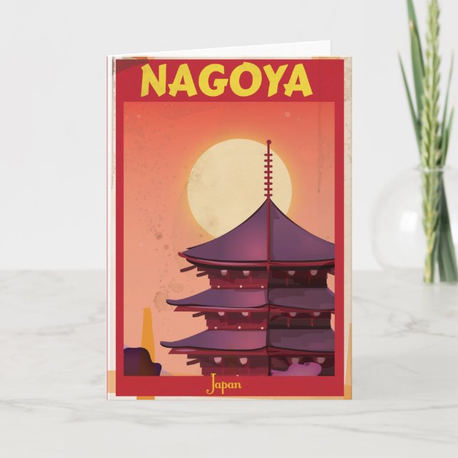 Tarjeta Festiva Nagoya Japan Vintage Travel Poster (Anverso)