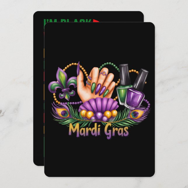 Tarjeta Festiva Nail Hustler Mardi Gras Black History Legacy (Anverso / Reverso)