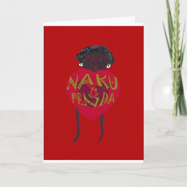 Tarjeta Festiva Nakupenda Sana Art Print Swahili Design (Anverso)