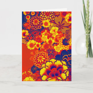 Tarjeta Festiva Naranja AMARILLO FLOWERS Peony, Rosas floral japon