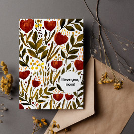 Tarjeta Festiva Naranja Botánica te amo el día de la madre