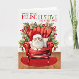 Tarjeta Festiva Naranja británico Tabby Navidades Gato FELINE Fest