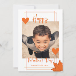 Tarjeta Festiva Naranja de aula fotograma El día de San Valentín
