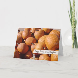 Tarjeta Festiva Naranja de calabaza feliz de Acción de Gracias Cae