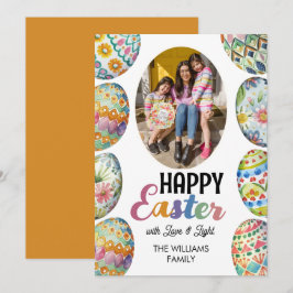 Tarjeta Festiva Naranja de fotos de huevos de pascua coloridos