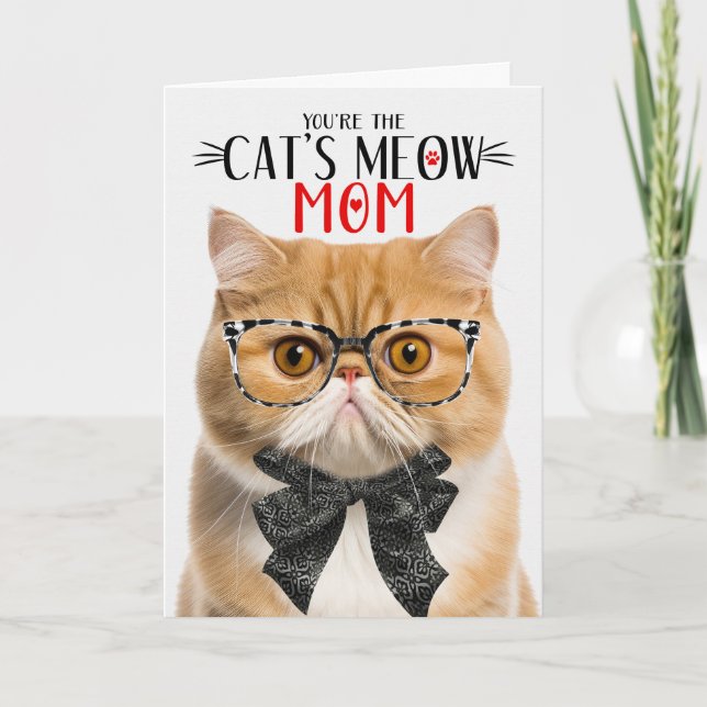 Tarjeta Festiva Naranja de gato exótico de Shorthair para el día d (Anverso)