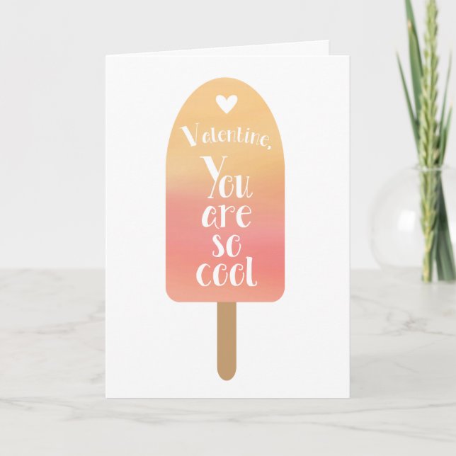 Tarjeta Festiva Naranja de Guay El día de San Valentín Popsicle (Anverso)