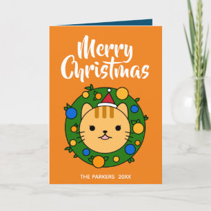 Tarjeta Festiva Naranja de la guirnalda del gato naranja   Fotos n