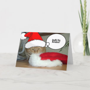 Tarjeta Festiva Naranja de navidades Tabby Cat