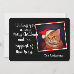 Tarjeta Festiva Naranja de navidades Tabby Cat