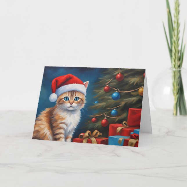 Tarjeta Festiva Naranja de navidades Tabby Kitten (Anverso)