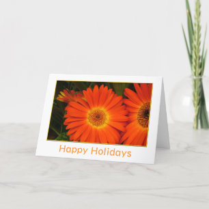Tarjeta Festiva naranja de vacaciones Navidades de flores de marga