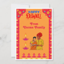Naranja decorada Feliz Diwali