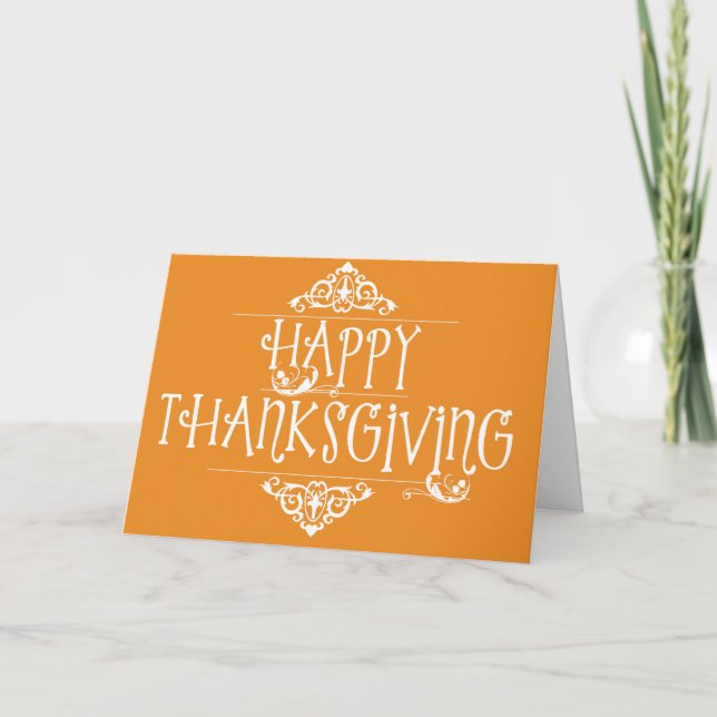 Tarjeta Festiva Naranja del guión del Día de Acción de Gracias (Anverso)