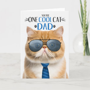 Tarjeta Festiva Naranja Gato exótico Día del Padre Gato en Guay