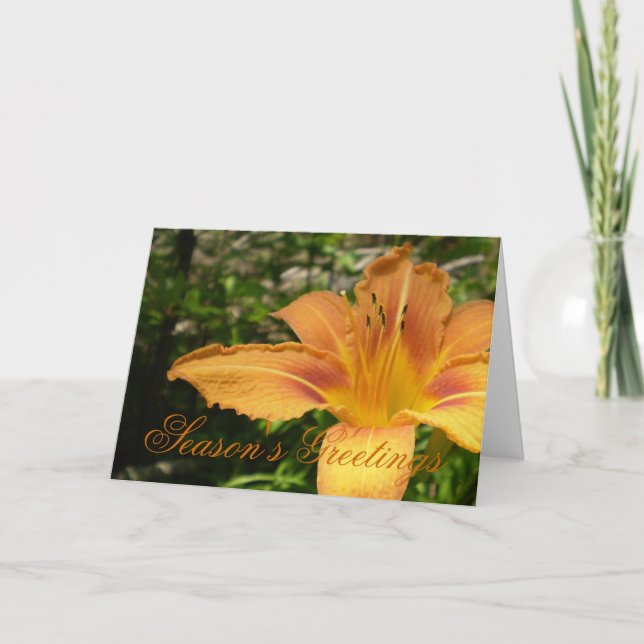 Tarjeta Festiva Naranja Lys Flower (Anverso)