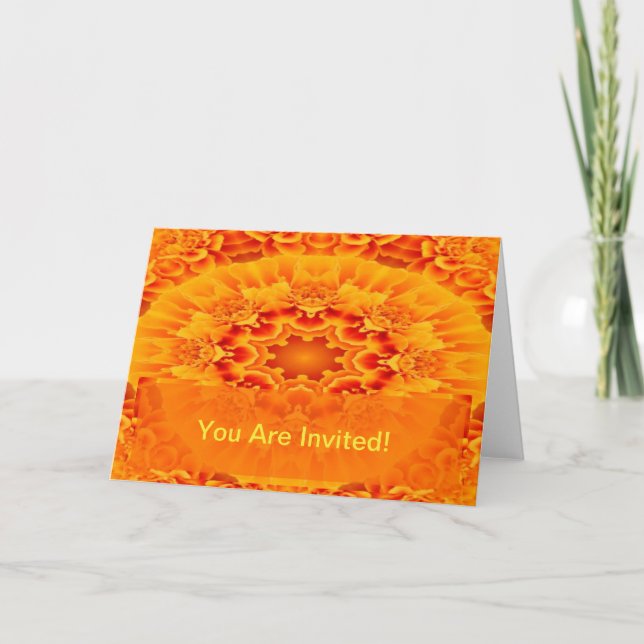 Tarjeta Festiva Naranja Marigold Mandala (Anverso)