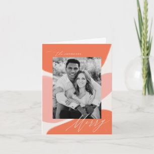 Tarjeta Festiva Naranja Moderna y Formas Abstractas de Besos Foto