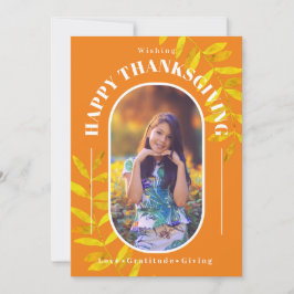 Tarjeta Festiva Naranja moderno de la foto de Acción de Gracias
