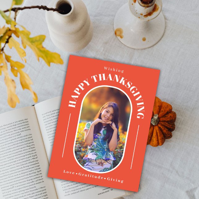 Tarjeta Festiva Naranja moderno de la foto de Acción de Gracias (Subido por el creador)