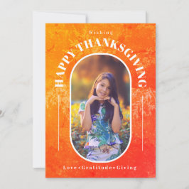 Tarjeta Festiva Naranja moderno de la foto de Acción de Gracias