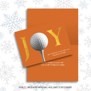 Tarjeta Festiva Naranja Moderno Golf Joy & Peace Navidades plegado