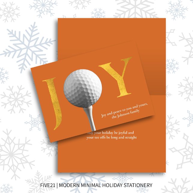 Tarjeta Festiva Naranja Moderno Golf Joy & Peace Navidades plegado (Subido por el creador)