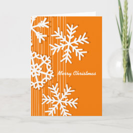 Tarjeta Festiva Naranja moderno y Navidades blancos copos de nieve