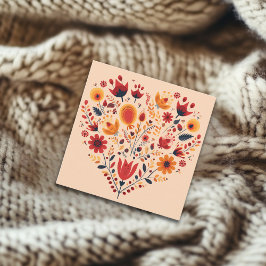 Tarjeta Festiva Naranja Nordic Scandinavian Heart Valentines